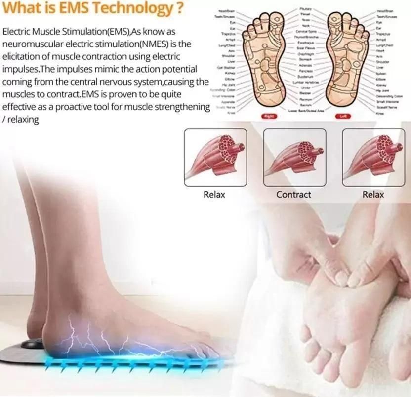 Foot Massager Feet Massage Machine ,Electronic Muscle Stimulator Massage Mat USB Rechargeable Massager (Black) - The Indian Home Vaultxggxt1 - 1s