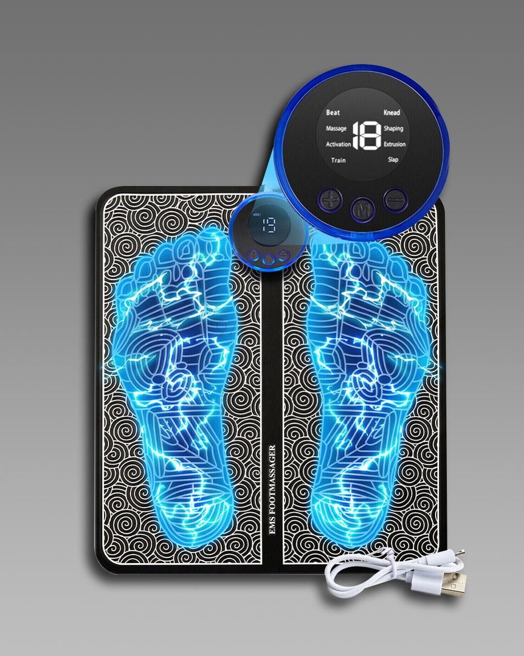 Foot Massager Feet Massage Machine ,Electronic Muscle Stimulator Massage Mat USB Rechargeable Massager (Black) - The Indian Home Vaultxggxt1 - 1s
