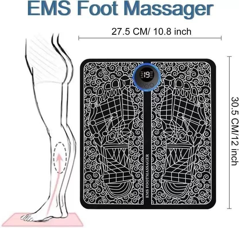 Foot Massager Feet Massage Machine ,Electronic Muscle Stimulator Massage Mat USB Rechargeable Massager (Black) - The Indian Home Vaultxggxt1 - 1s