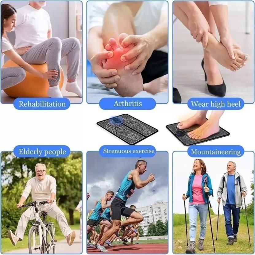 Foot Massager Feet Massage Machine ,Electronic Muscle Stimulator Massage Mat USB Rechargeable Massager (Black) - The Indian Home Vaultxggxt1 - 1s