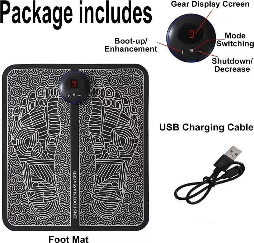 Foot Massager Feet Massage Machine ,Electronic Muscle Stimulator Massage Mat USB Rechargeable Massager (Black) - The Indian Home Vaultxggxt1 - 1s