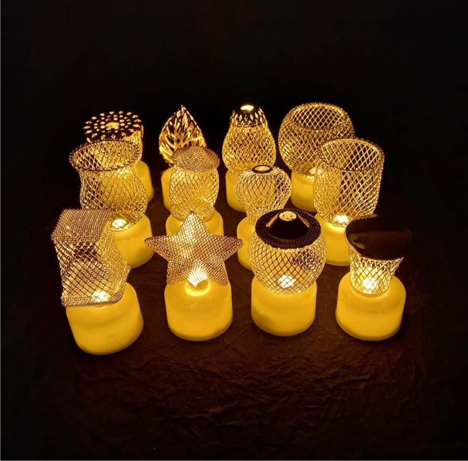 Golden Net LED Tealight Candle Lanterns Star 6 pcs - The Indian Home Vaultxggxt1 - 1s