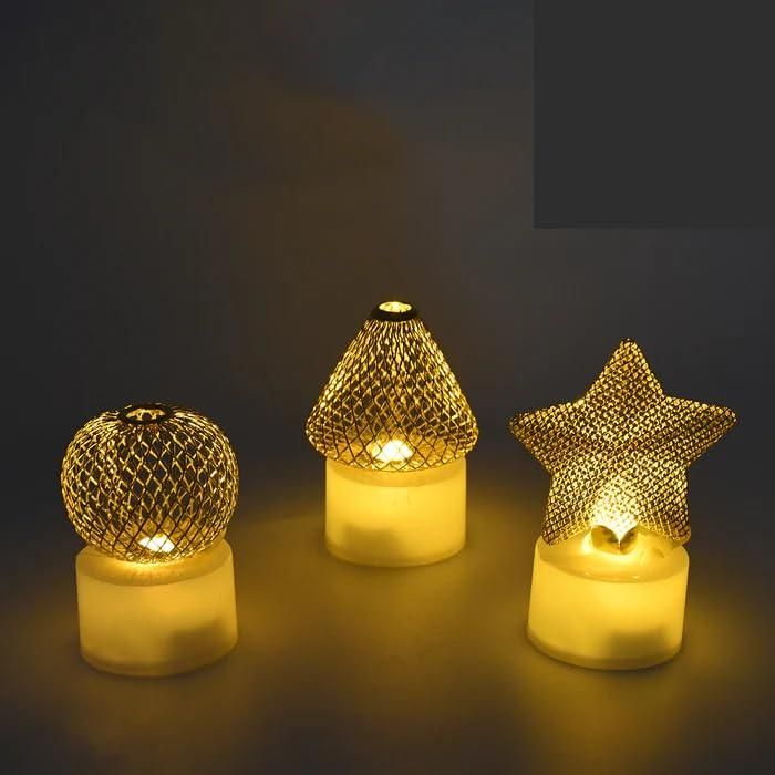 Golden Net LED Tealight Candle Lanterns Star 6 pcs - The Indian Home Vaultxggxt1 - 1s