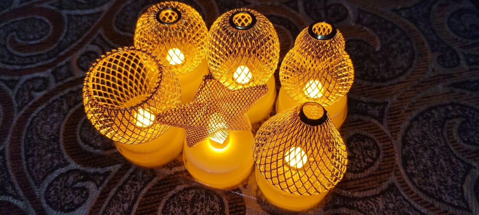 Golden Net LED Tealight Candle Lanterns Star 6 pcs - The Indian Home Vaultxggxt1 - 1s